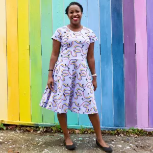 Adult Rainbow Skateboarding A-Line Dress with Pockets