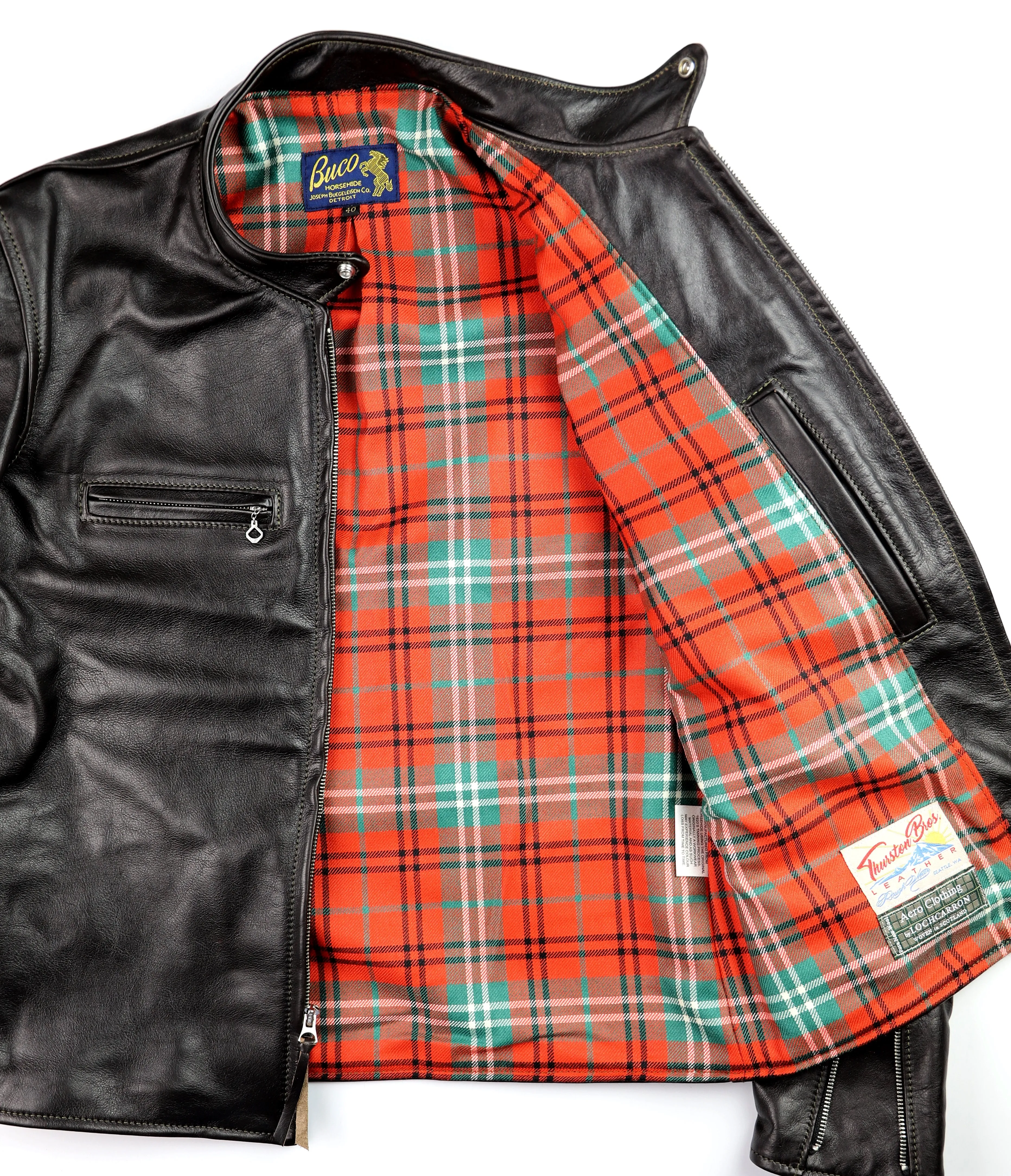 Blackened Brown Vicenza Horsehide Aero Board Racer Jacket - Size 40, Premium Leather Motorcycle Style