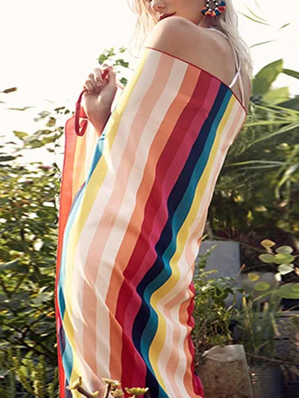 Beach Halter Skirt Sexy Swimsuit Bikini Rainbow Dress