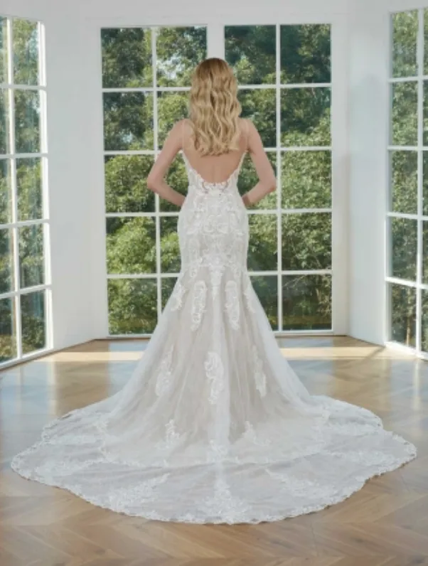 Beaded Lace Embroidery Sleeveless Mermaid Bridal Gown