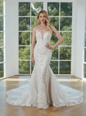 Beaded Lace Embroidery Sleeveless Mermaid Bridal Gown