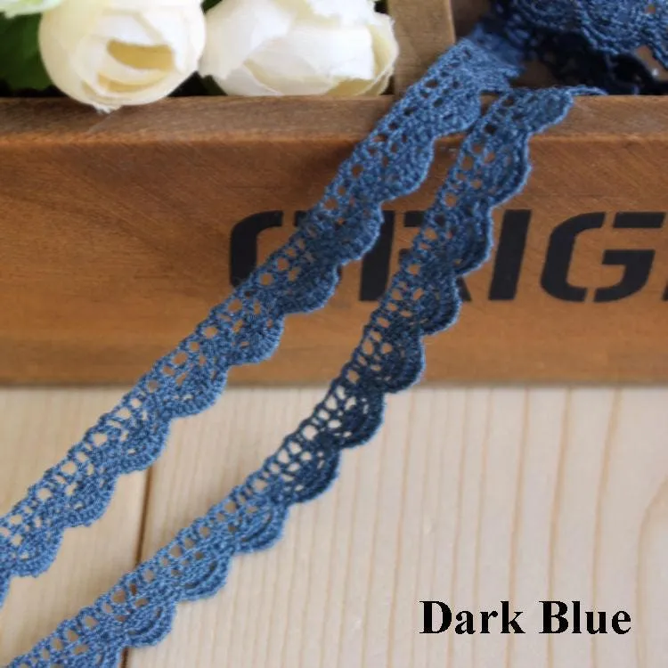 Beautiful Cluny Lace Edge Ribbon Trim 10mm 3/8" Blue Pink Scallop Crochet Dainty Narrow Vintage Retro Style Sewing Scrapbooking Costume