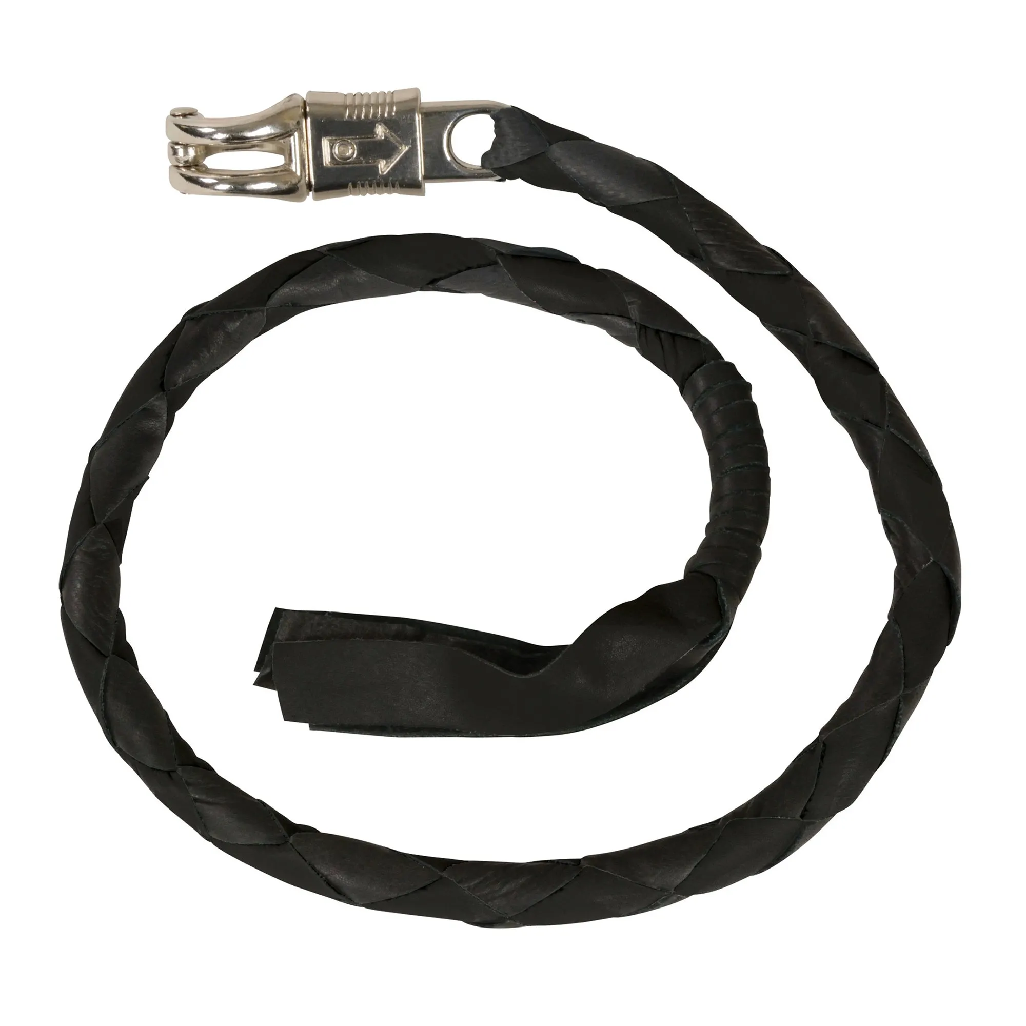 Black HL7900Black 36'' GENUINE LEATHER WHIP - GET BACK WHIP FOR HANDLEBAR - BIKER WHIP