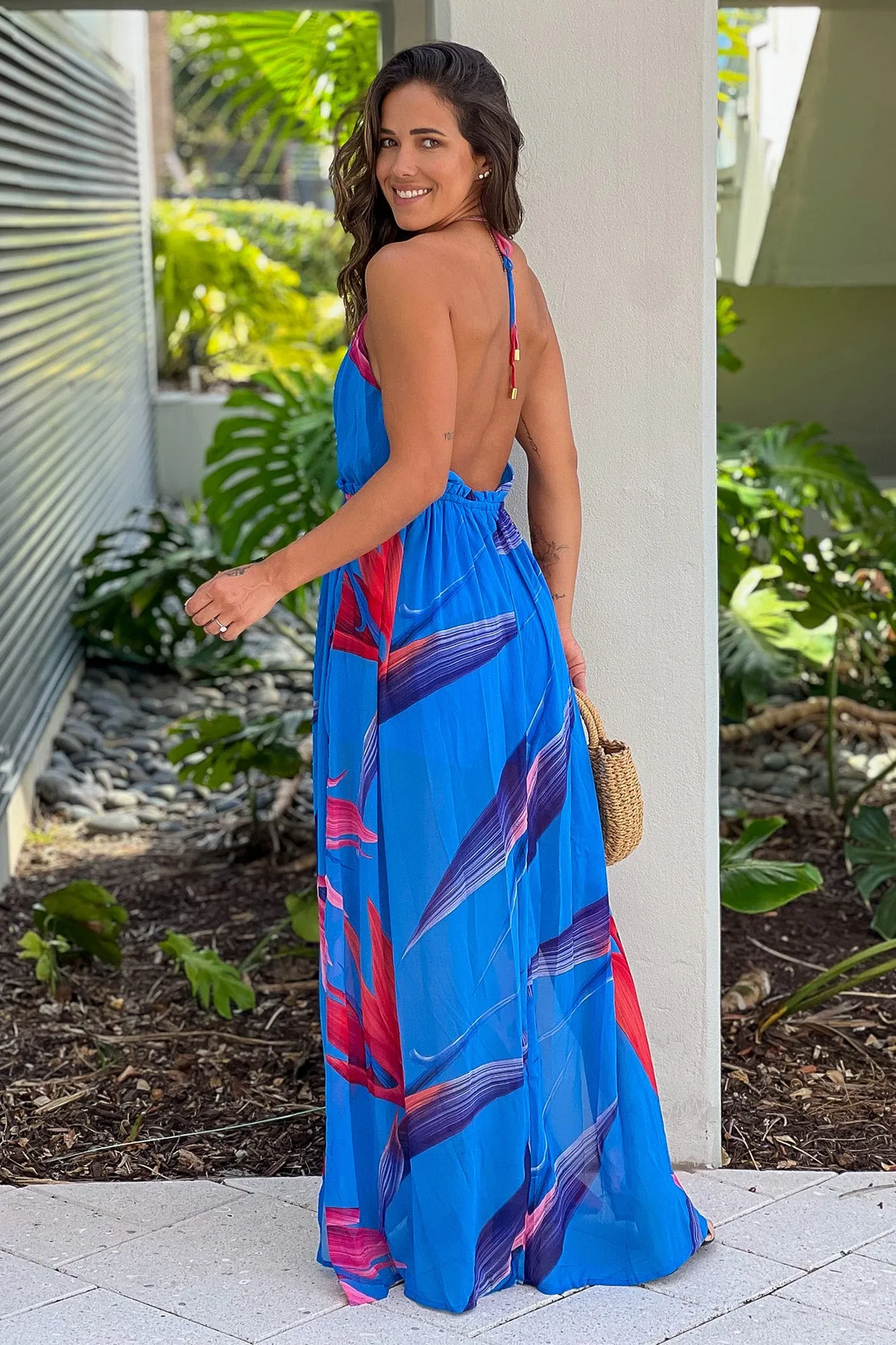 Blue Printed Maxi Romper