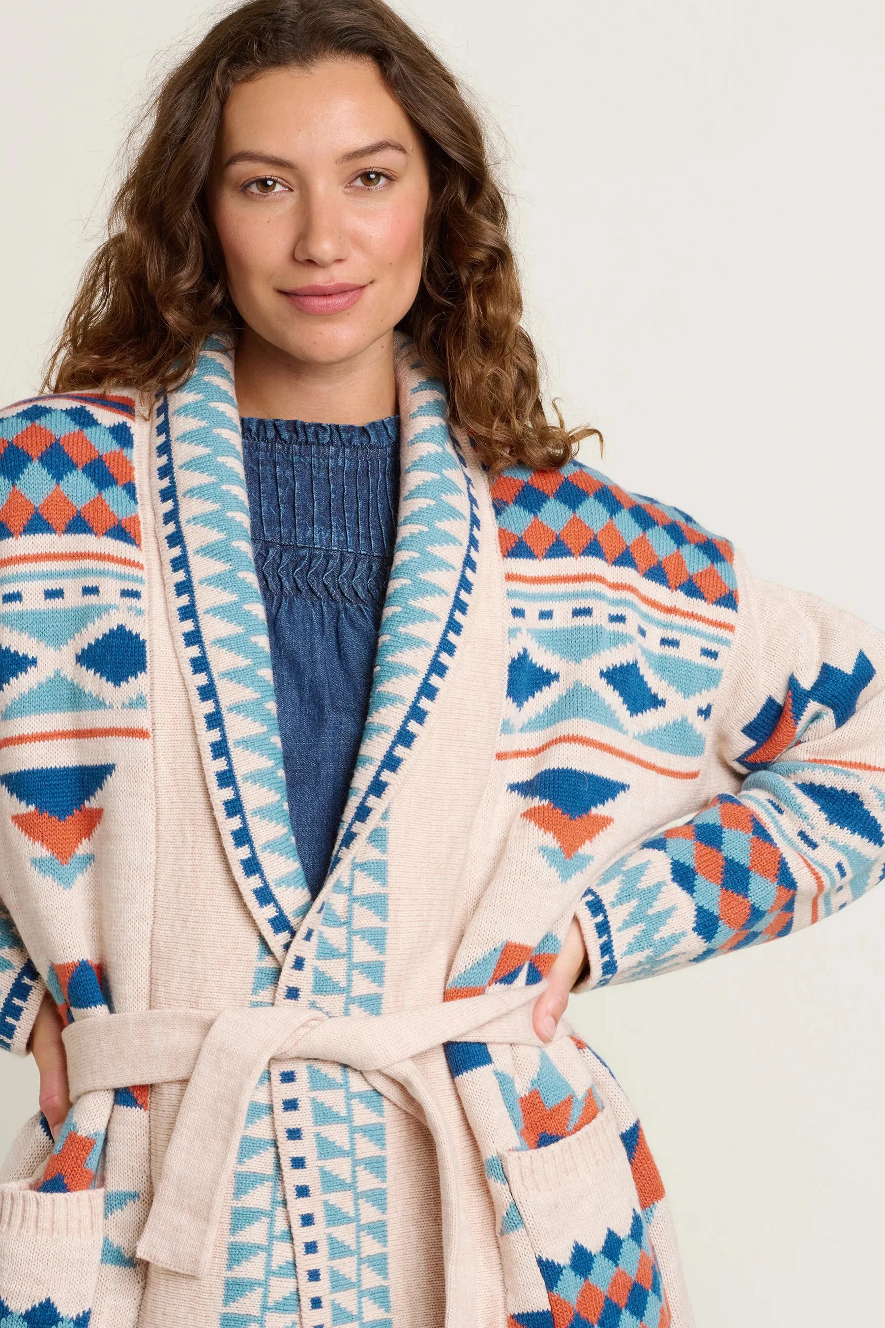 Brakeburn 12 Geo Belted Knitted Cardigan