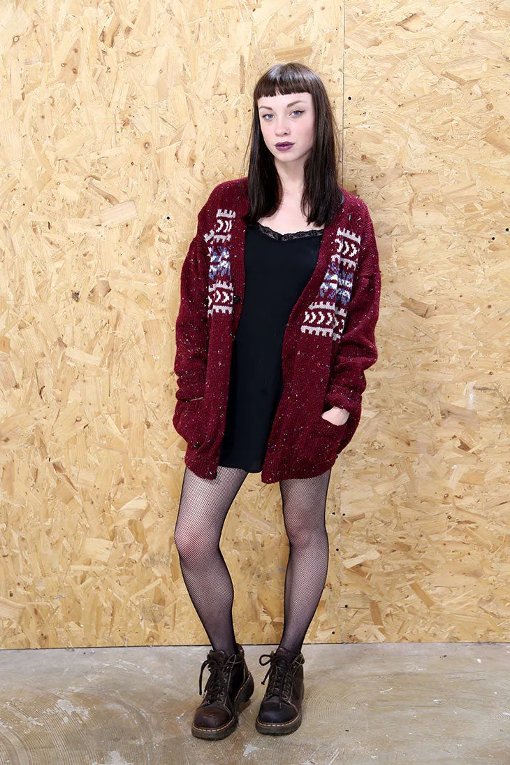 Burgundy Fairisle Cardigan