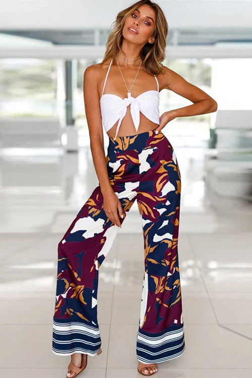 Camouflage Print Wide-leg Trousers