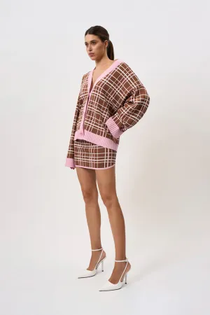 Carolina Check Knit Mini Skirt | Final Sale - Brown Pink