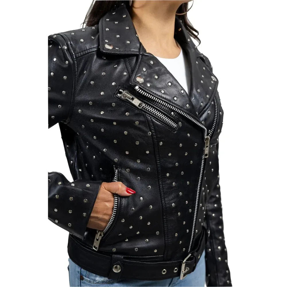 Claudia Womens Fashion Leather Jacket Black