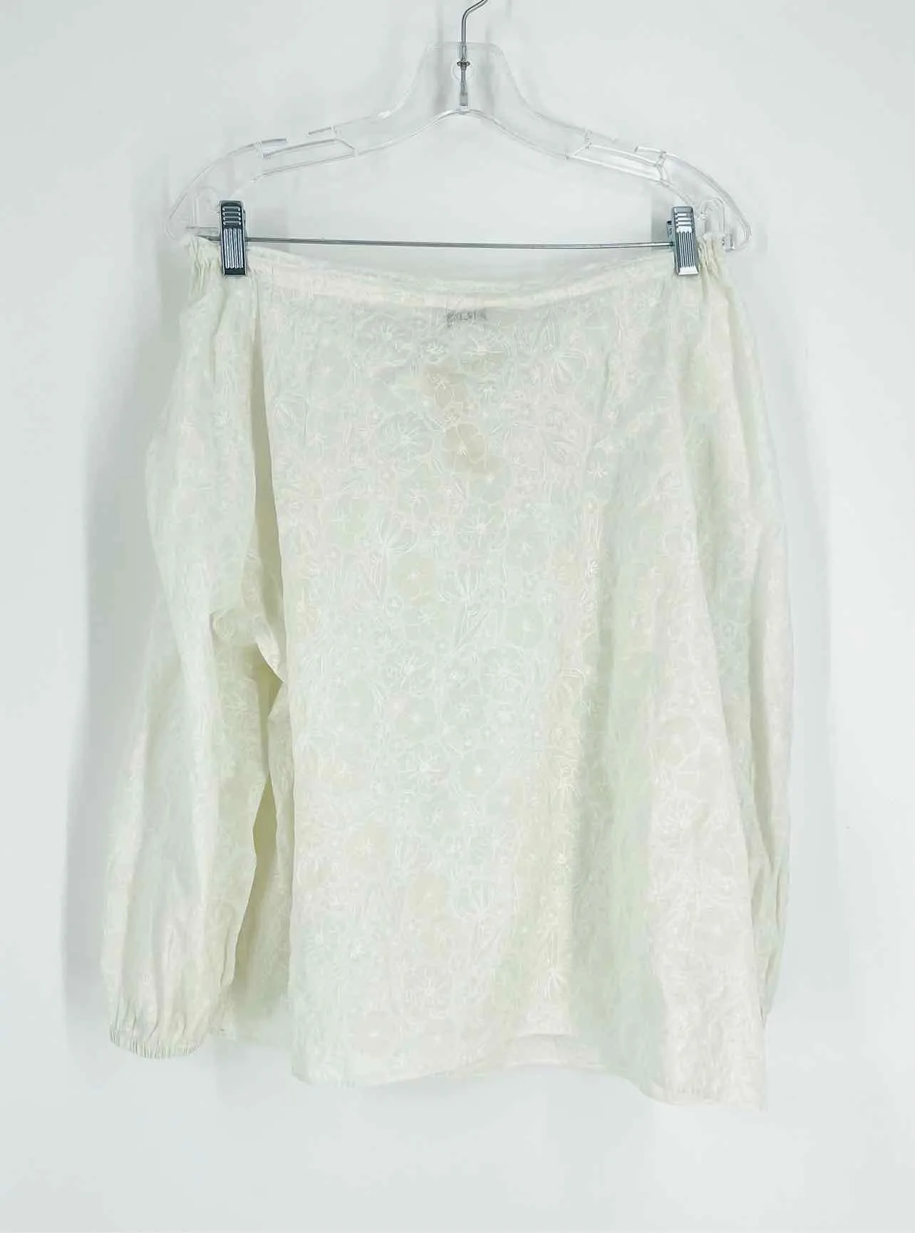 Club Monaco Size M White Floral Off the Shoulder Designer Top-Long Sleeve