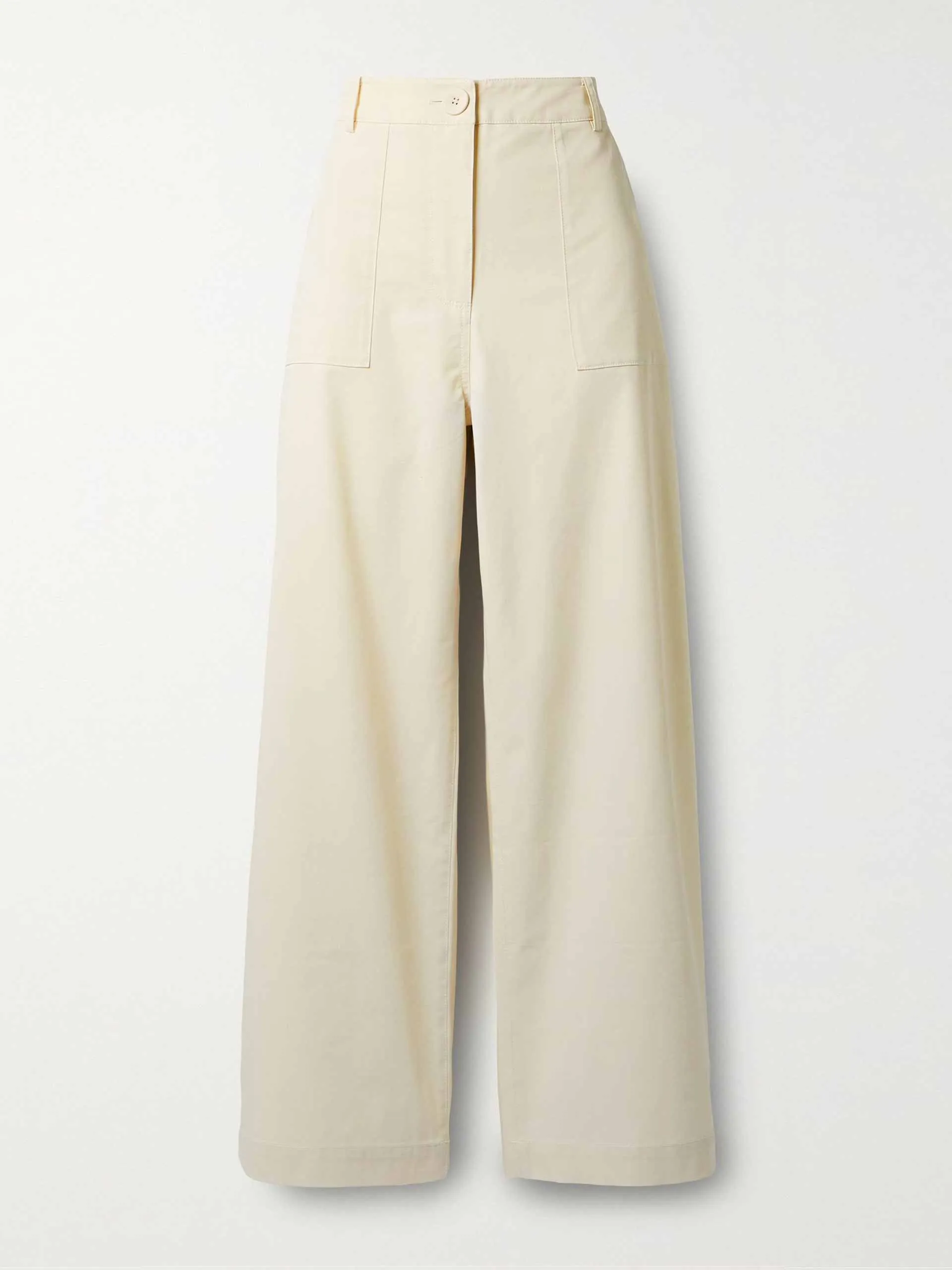 Cotton-blend twill wide-leg pants