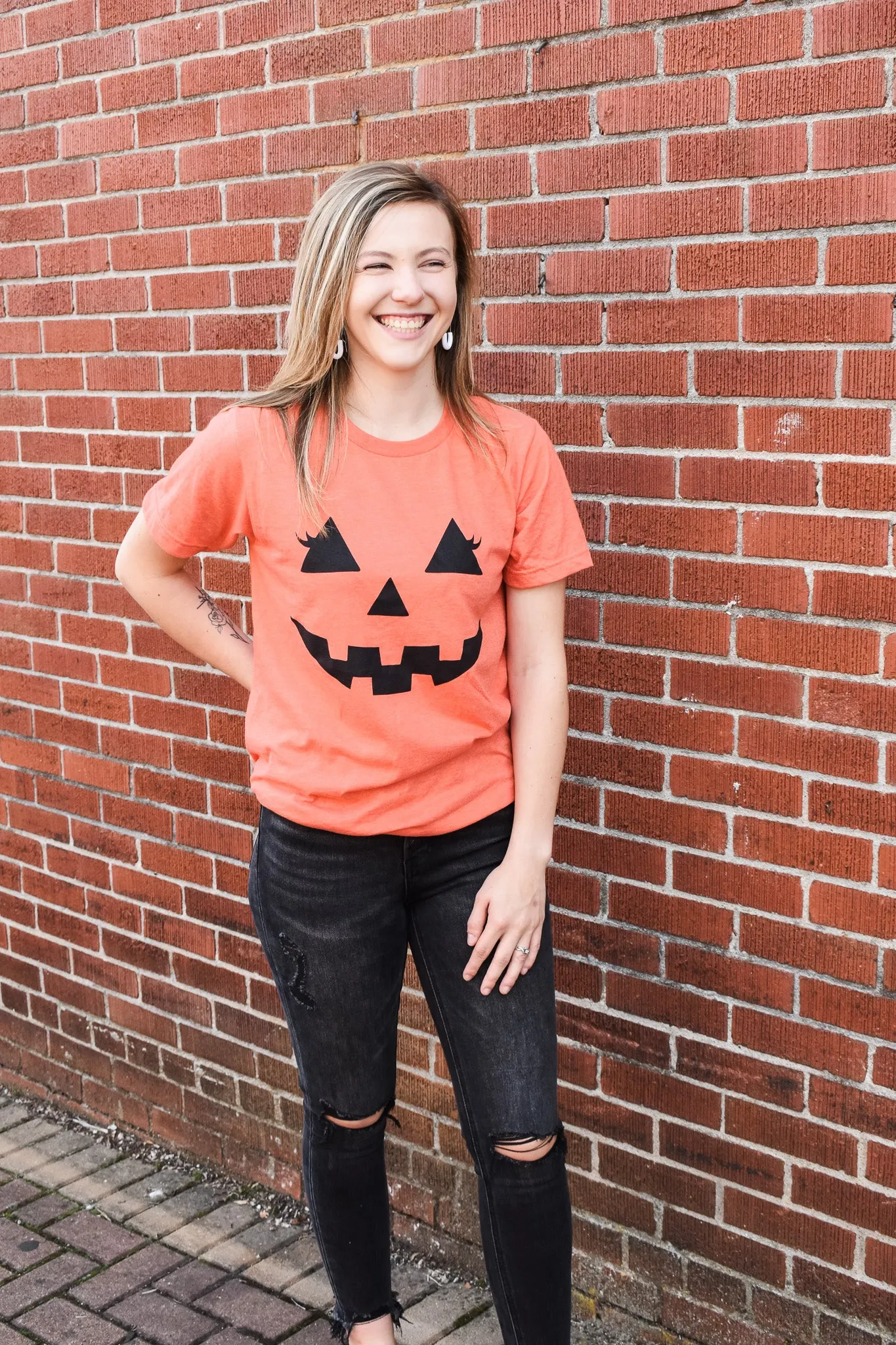 Cute Spooky Pumpkin Face Graphic Tee