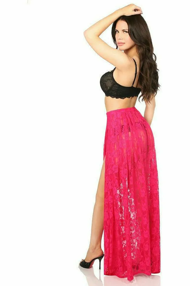 Daisy Corsets Sheer Fuchsia Lace Skirt