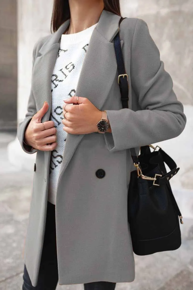 Dunnmall Solid Color Loose Suit Coat