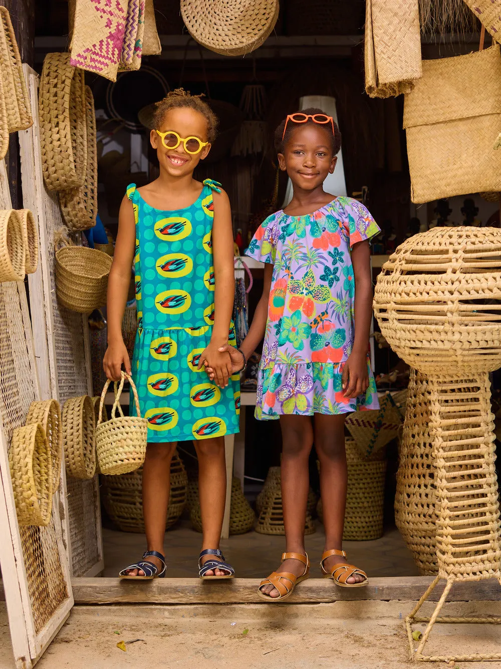 Flutter Sleeve Drop Skirt Dres / Hanging Flowers of Malindi