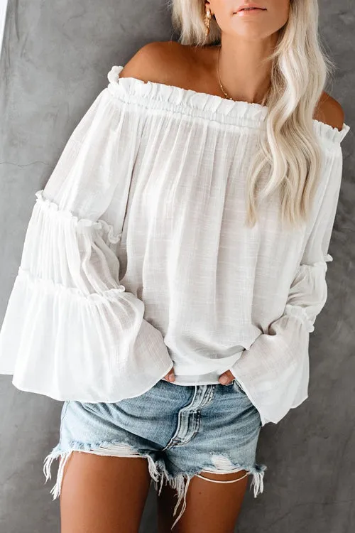 In the Breeze Ruffle Off Shoulder Shirt - 3 Colors