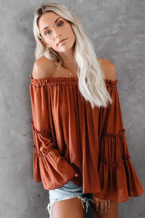 In the Breeze Ruffle Off Shoulder Shirt - 3 Colors