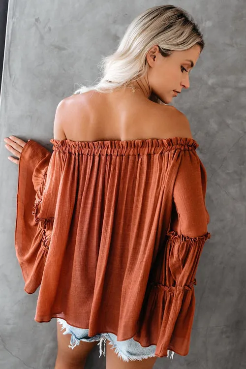 In the Breeze Ruffle Off Shoulder Shirt - 3 Colors