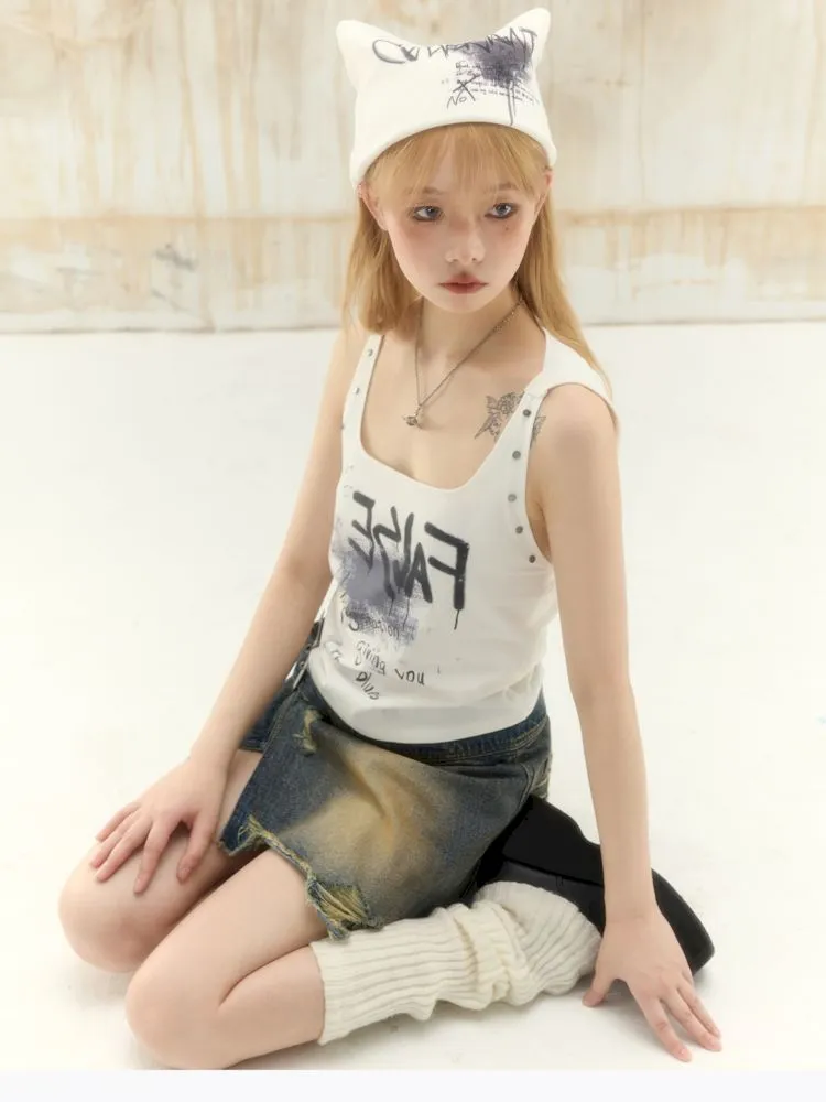 Irregular Adjustable Denim Halter Skirt【s0000008393】