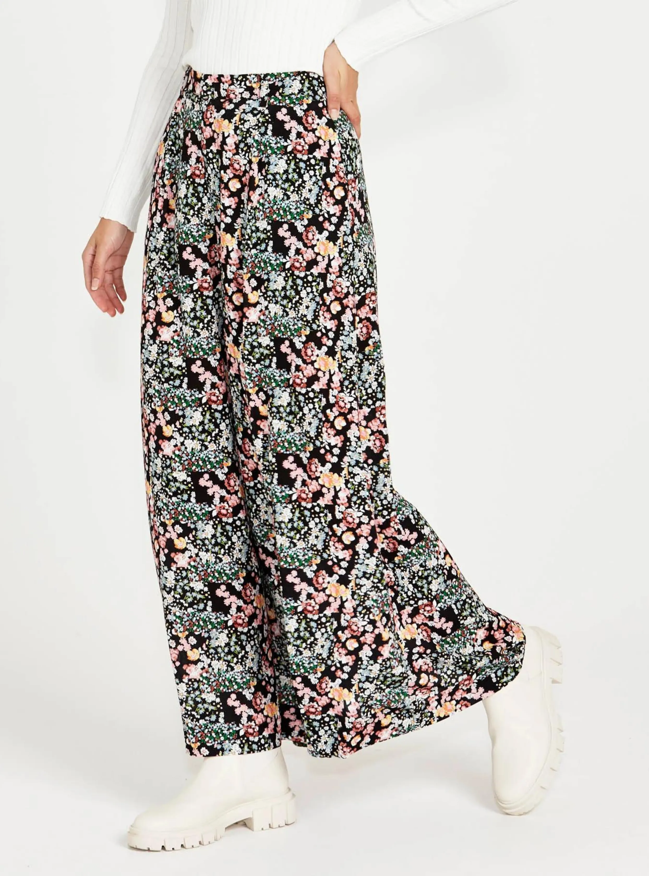 JUNE WIDE LEG PANT - Patchwork Floral