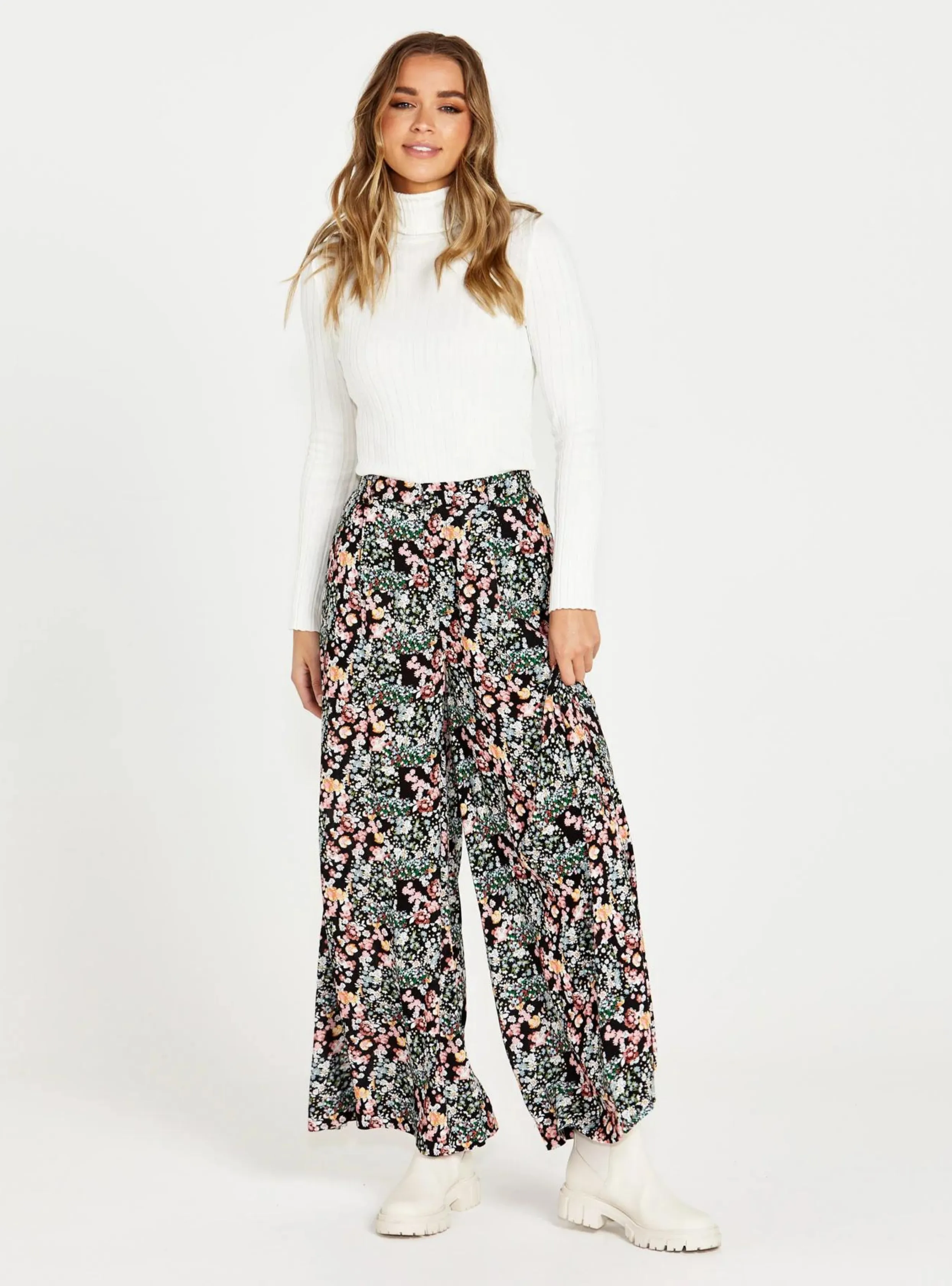 JUNE WIDE LEG PANT - Patchwork Floral