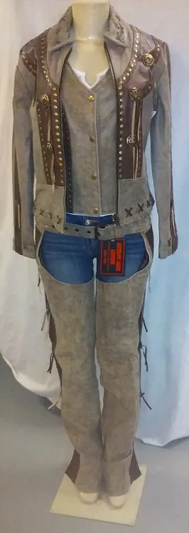 Ladies Two Tone Brown Leather Chaps 4302