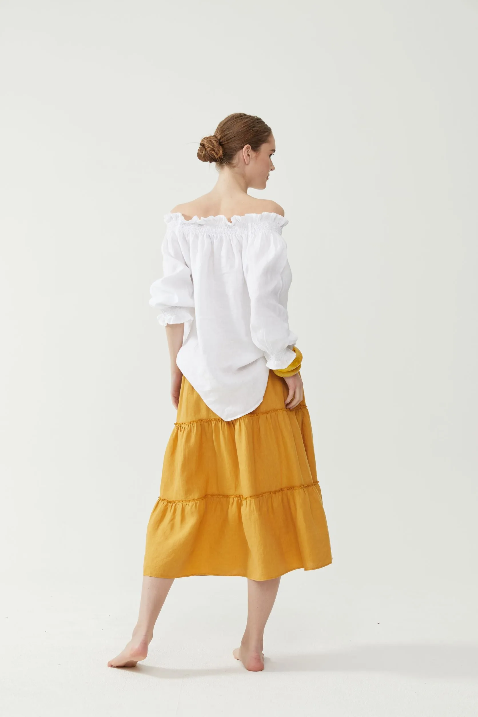 Long Rah Rah Skirt Mustard