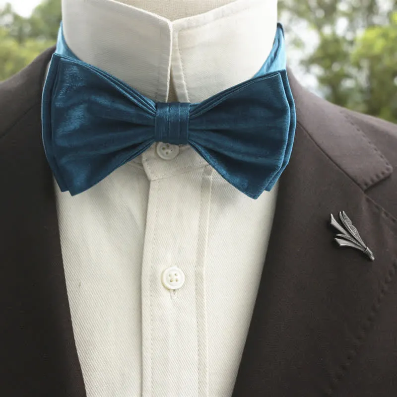 Men's Bright Double-Layered Solid Color Bow Tie