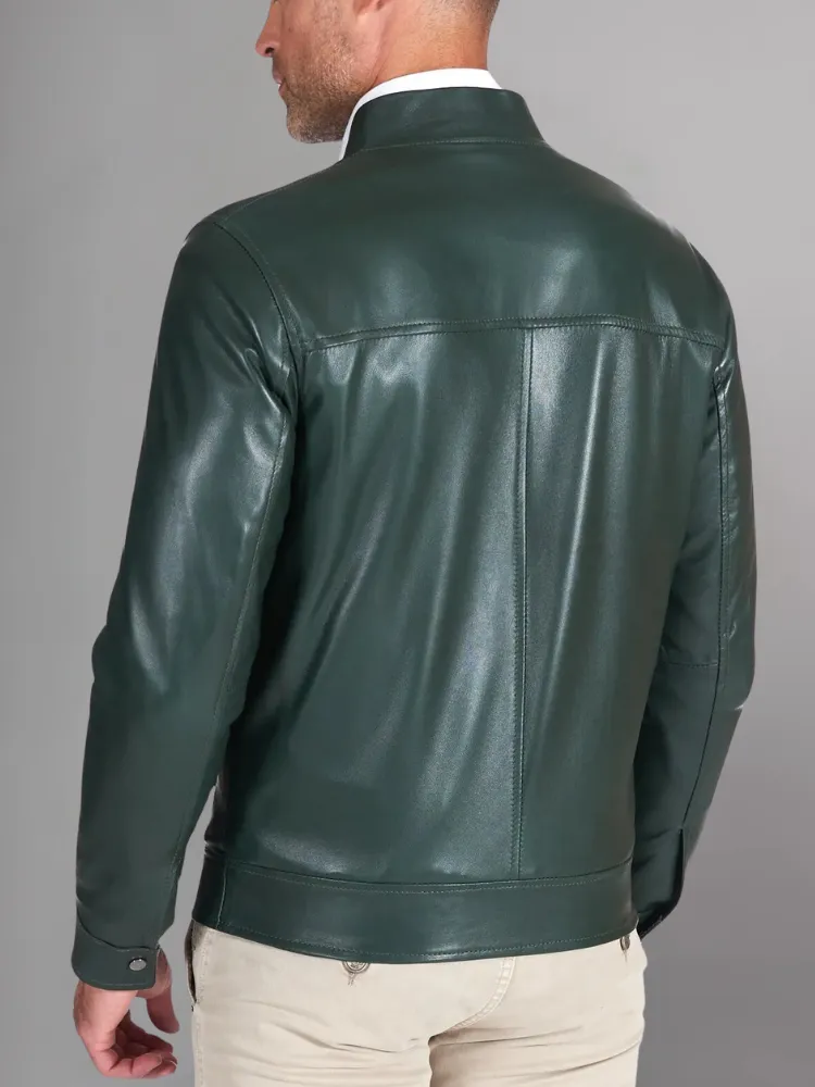 MEN’S CAFE RACER BROWN GENUINE LEATHER JACKET