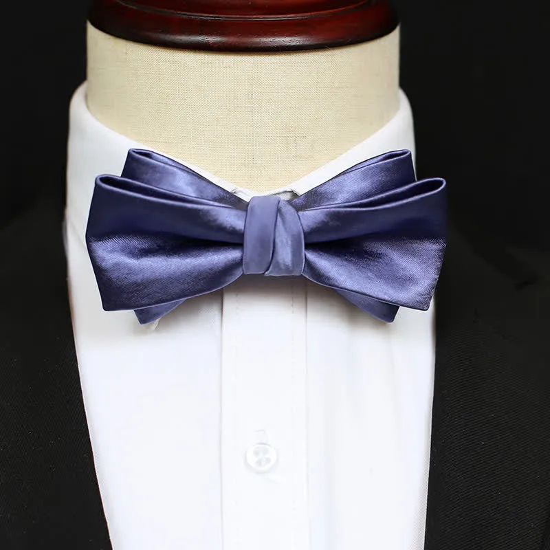 Men's Chic Blue Purple Solid Color Bow Tie