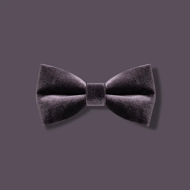 Men's Dark Purple Solid Color Velvet Bow Tie