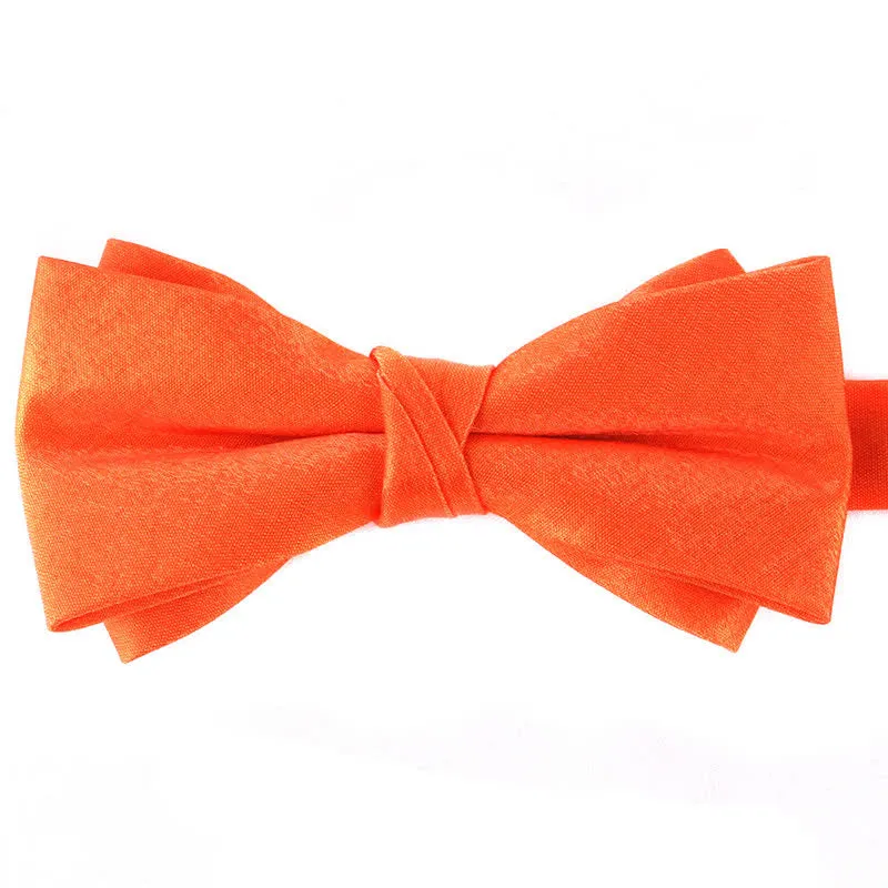 Men's Gloss Double Layer Solid Color Bow Tie