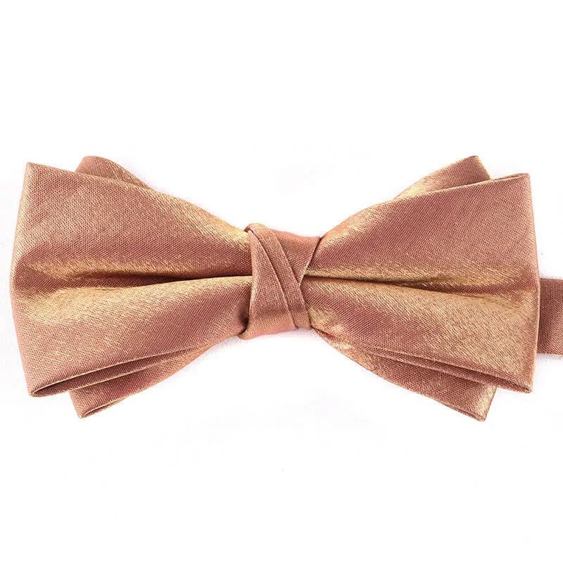 Men's Gloss Double Layer Solid Color Bow Tie