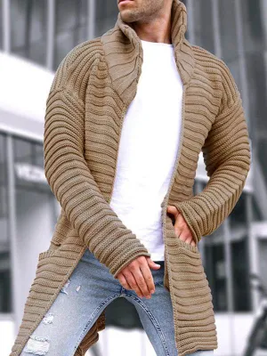 Men's turtleneck long sleeve knitted sweater cardigan