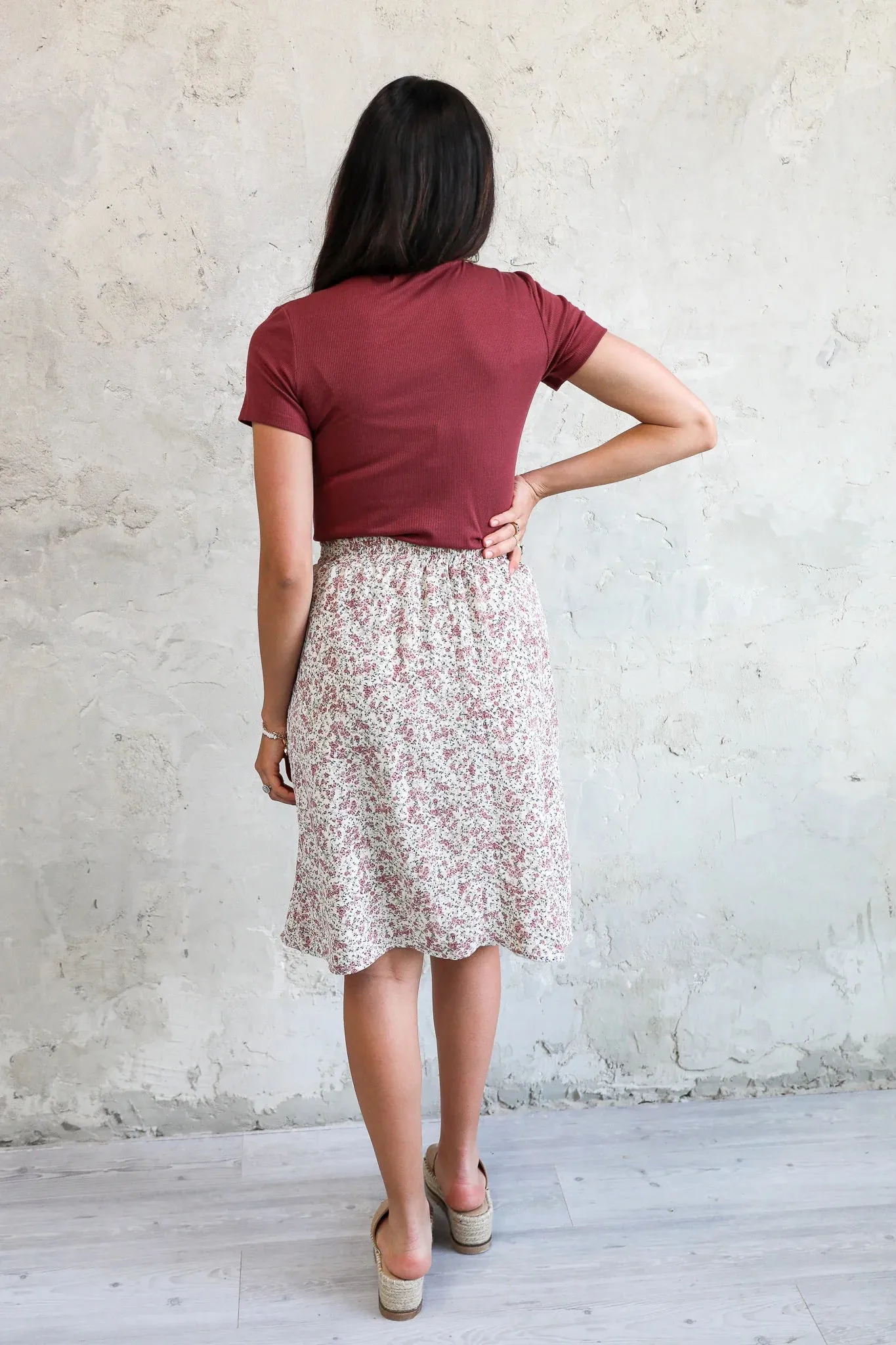 Midi Slip Skirt in Rose Bud 2024