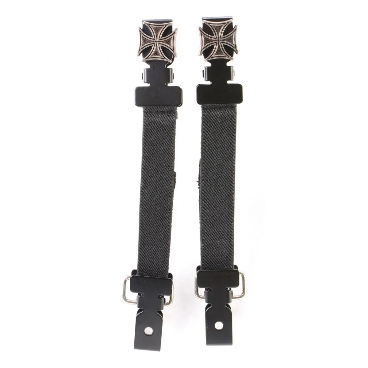 Milwaukee Leather MLA4006 Motorcycle Biker Iron Cross Elastic Bungee Clips for Chaps or Pants (Set of 2)