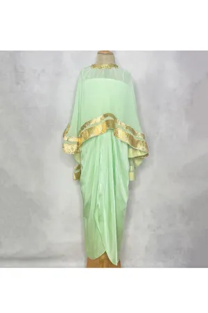 Mint Green Top And Drape Dhoti Set With Cape