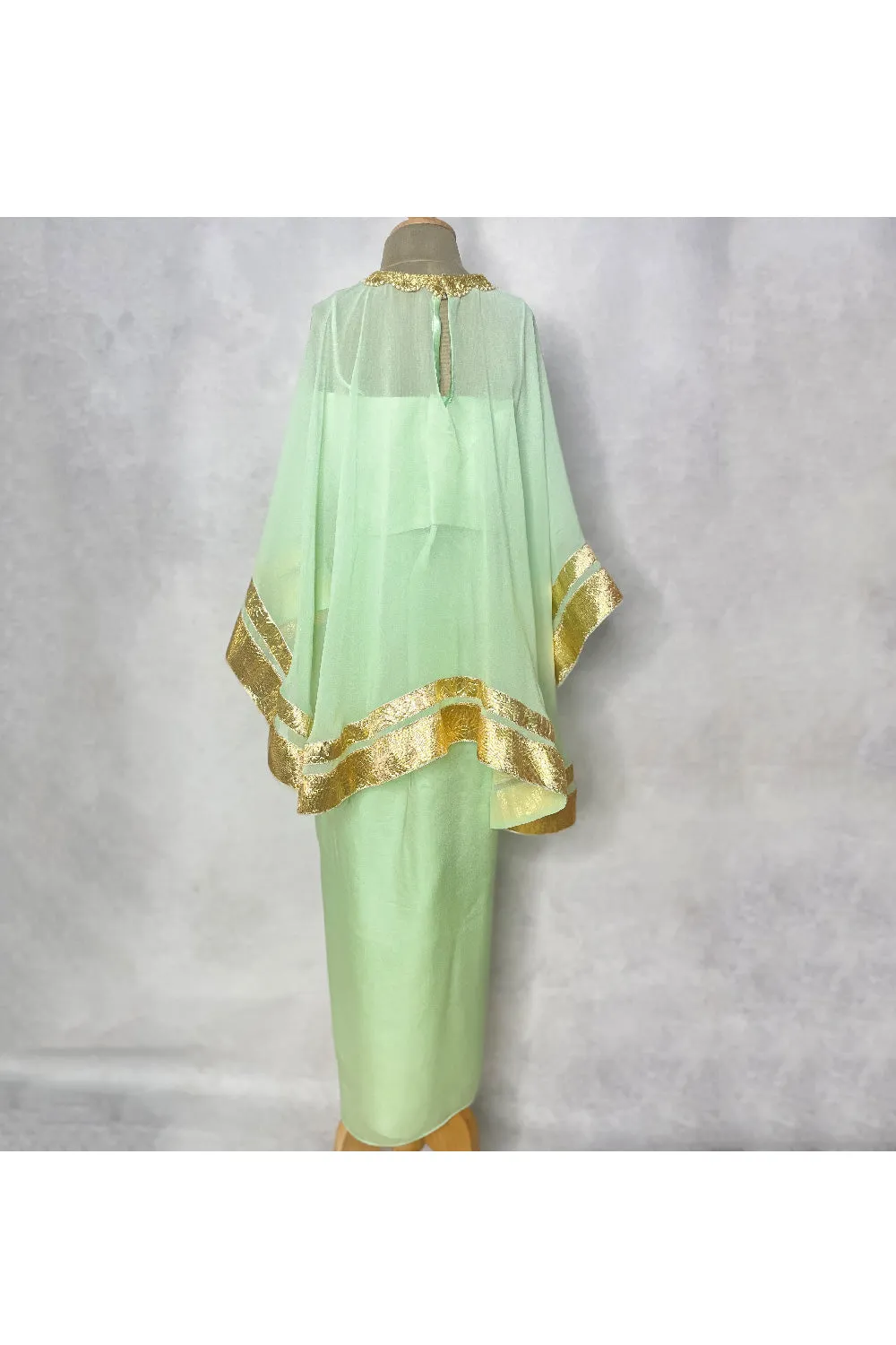 Mint Green Top And Drape Dhoti Set With Cape