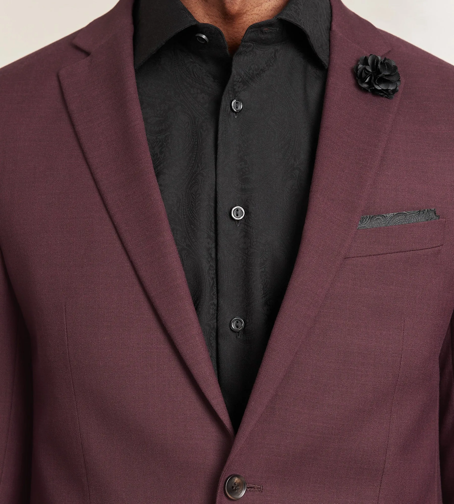 Modern Fit Burgundy Solid Suit Jacket