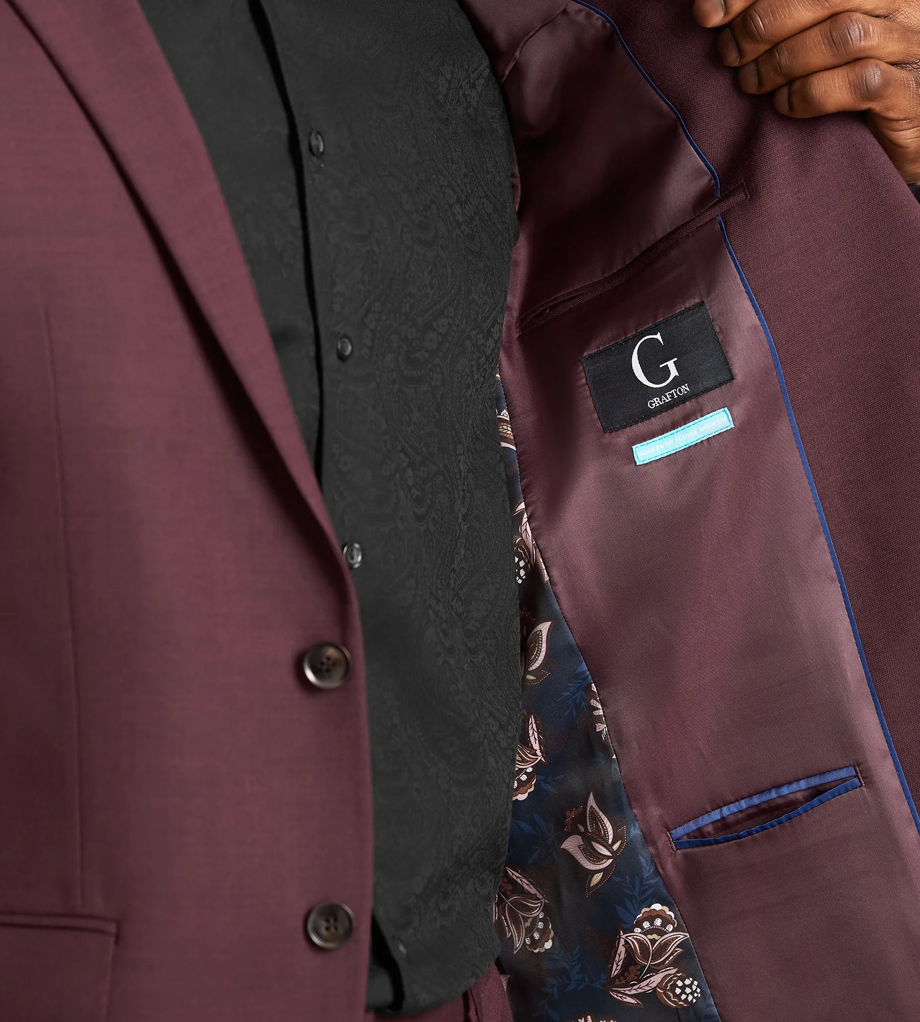 Modern Fit Burgundy Solid Suit Jacket