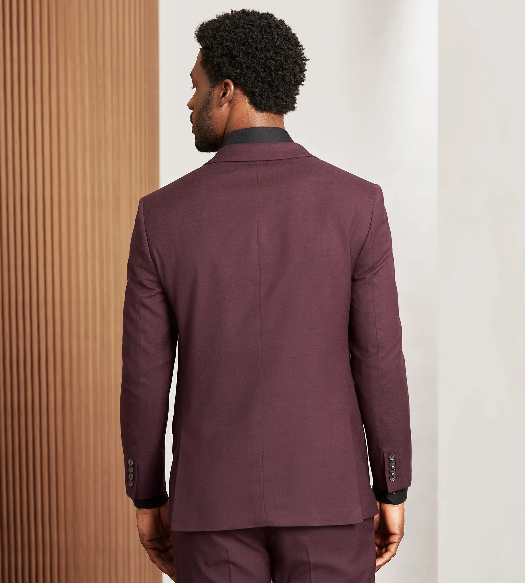 Modern Fit Burgundy Solid Suit Jacket