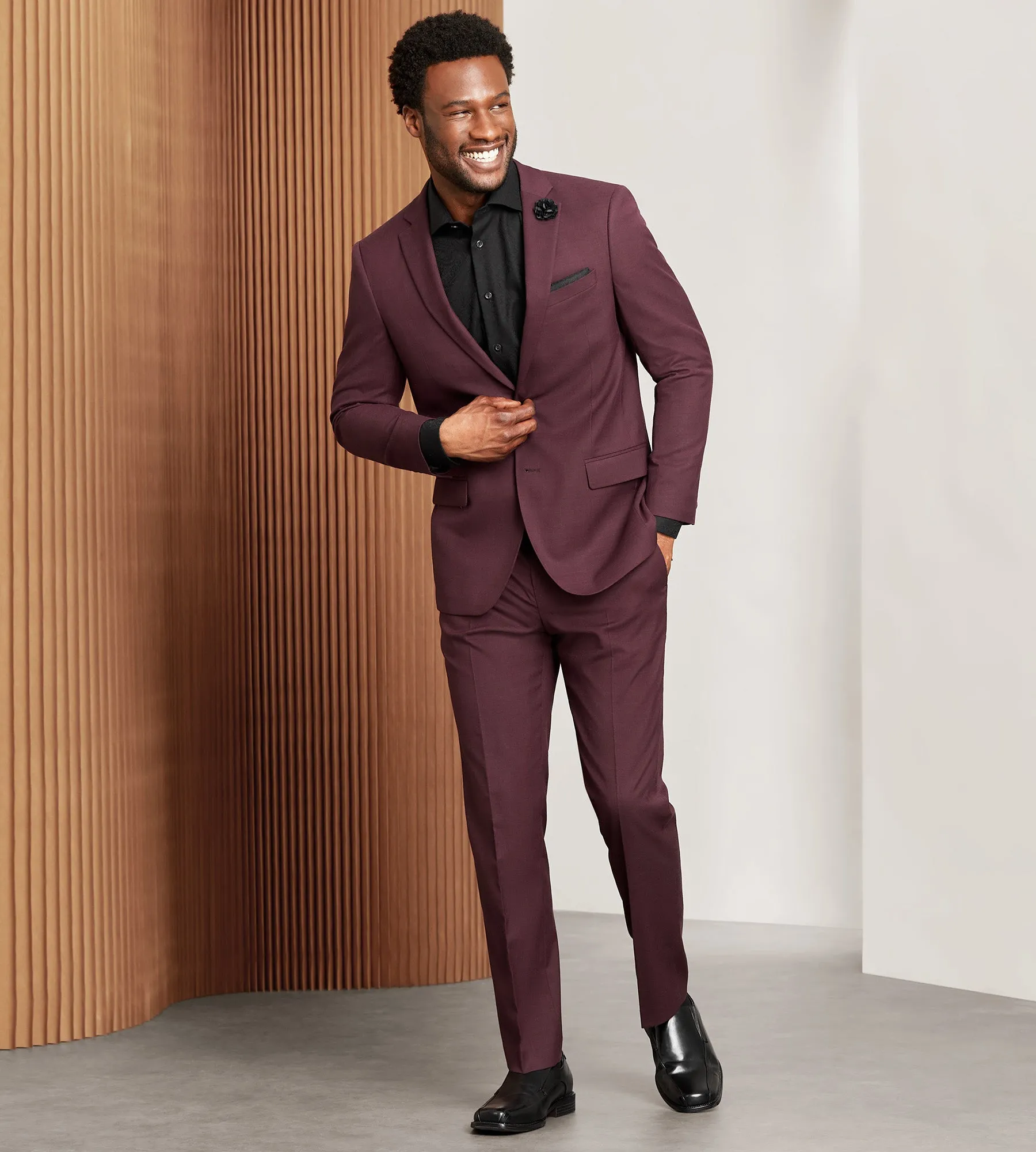 Modern Fit Burgundy Solid Suit Jacket