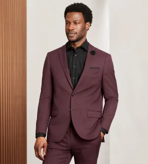 Modern Fit Burgundy Solid Suit Jacket