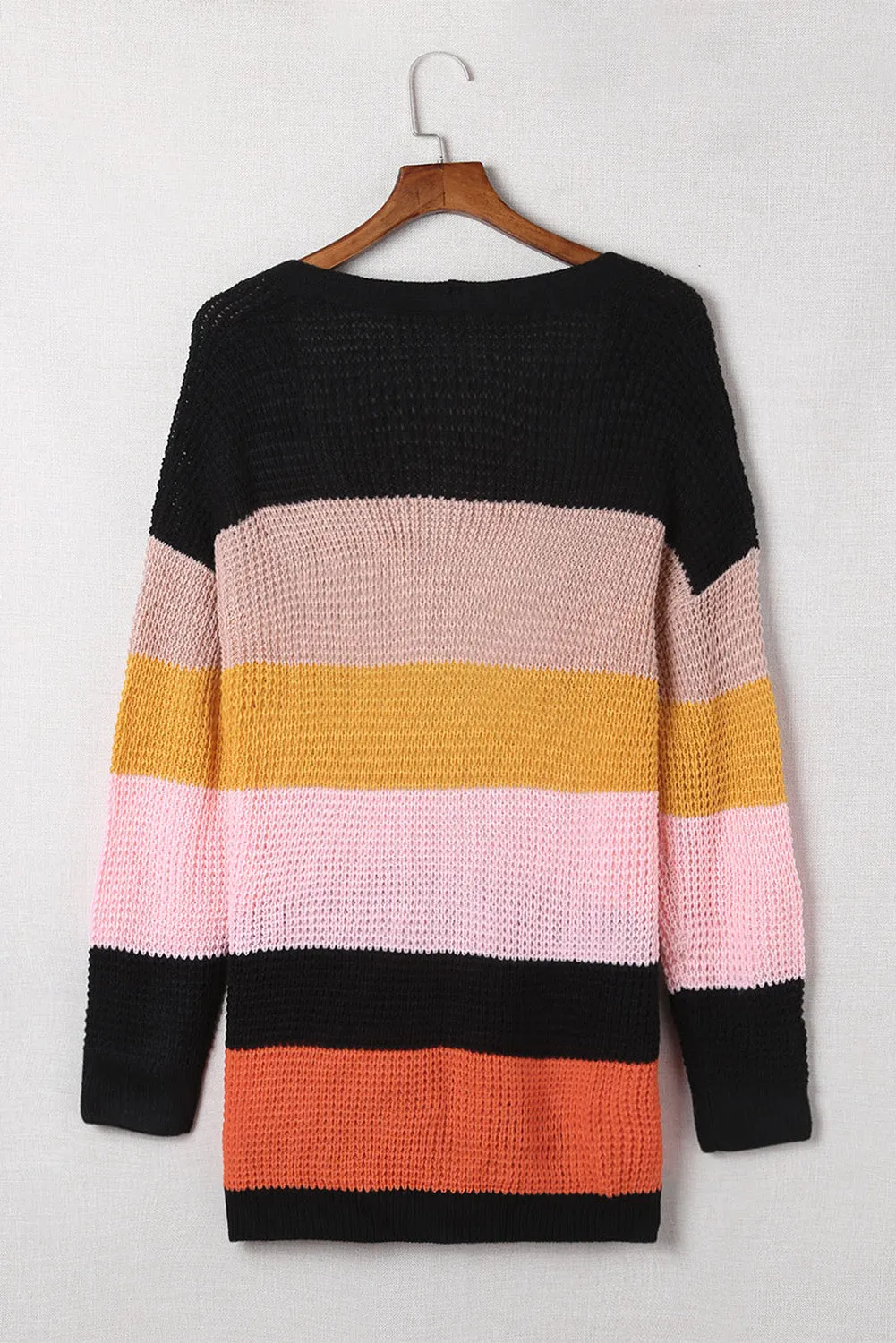 Multicolor Knitted Long Sleeve Cardigan Sweater