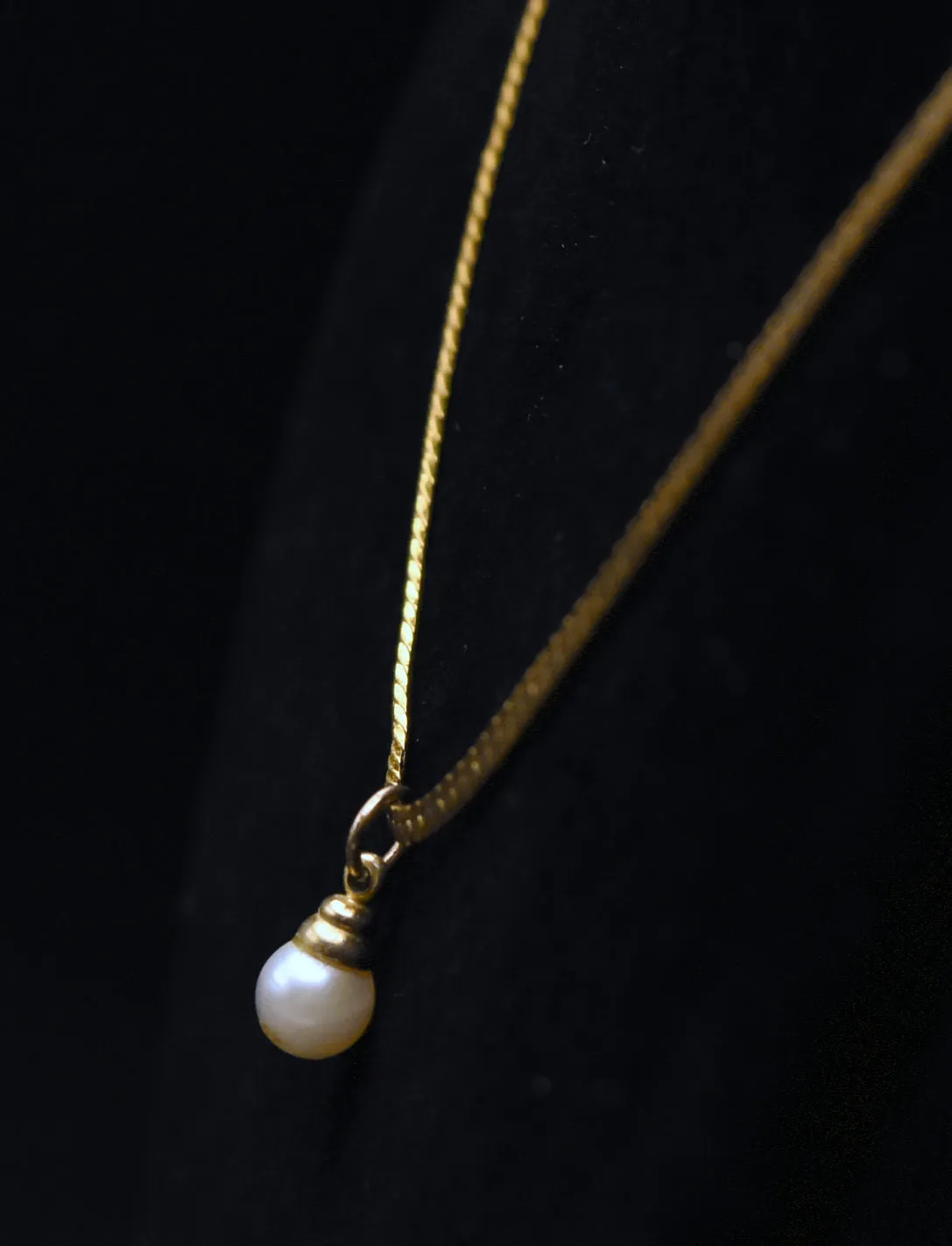 Napier - Gold Tone Chain Necklace with Faux Pearl Pendant - 23.5"