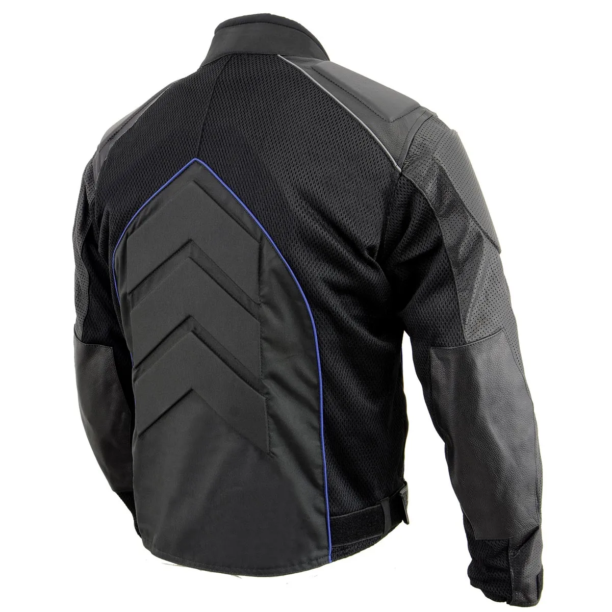 NexGen SH2153 Men's Black and Blue CE Armored Motorcycle Textile and Leather Combo Jacket