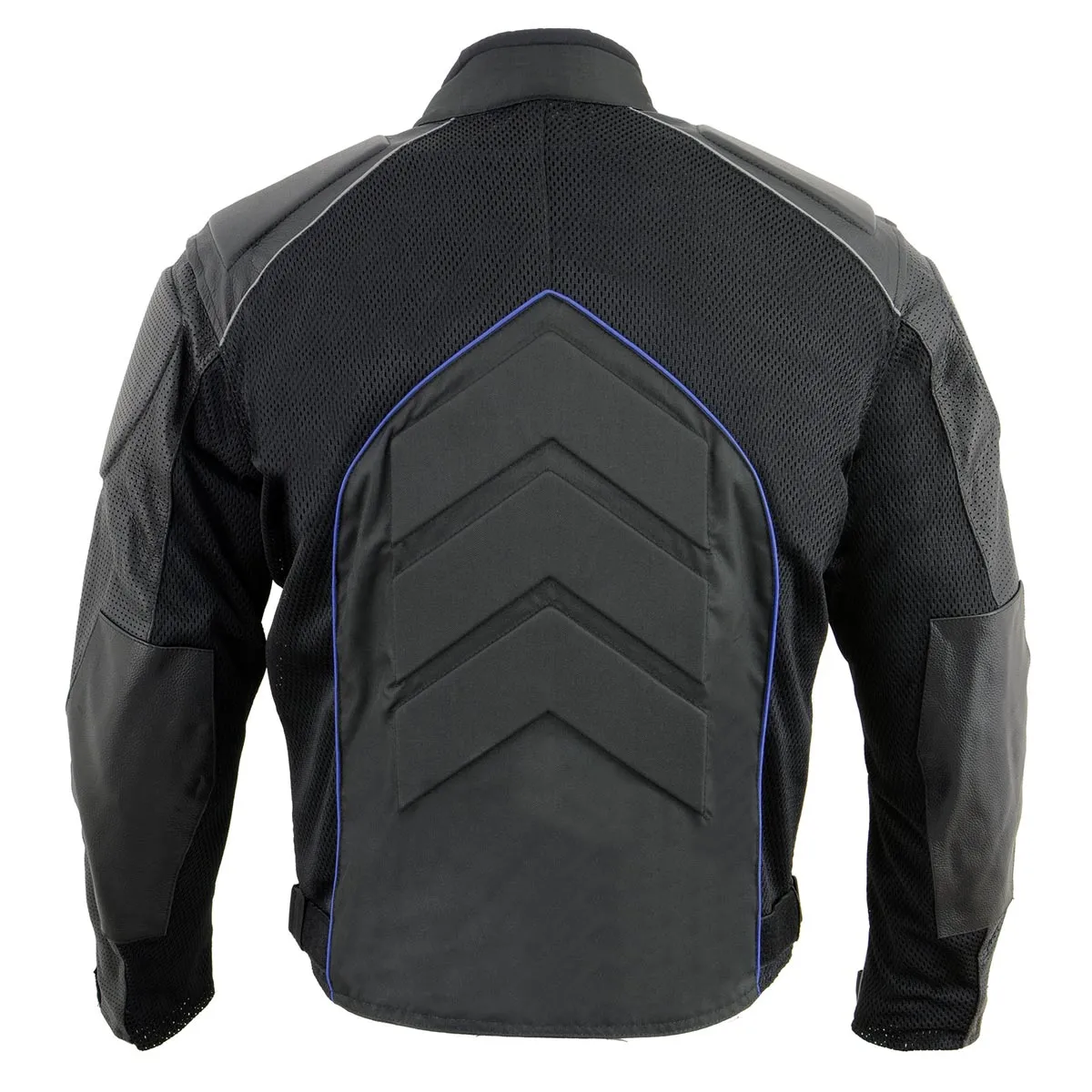 NexGen SH2153 Men's Black and Blue CE Armored Motorcycle Textile and Leather Combo Jacket