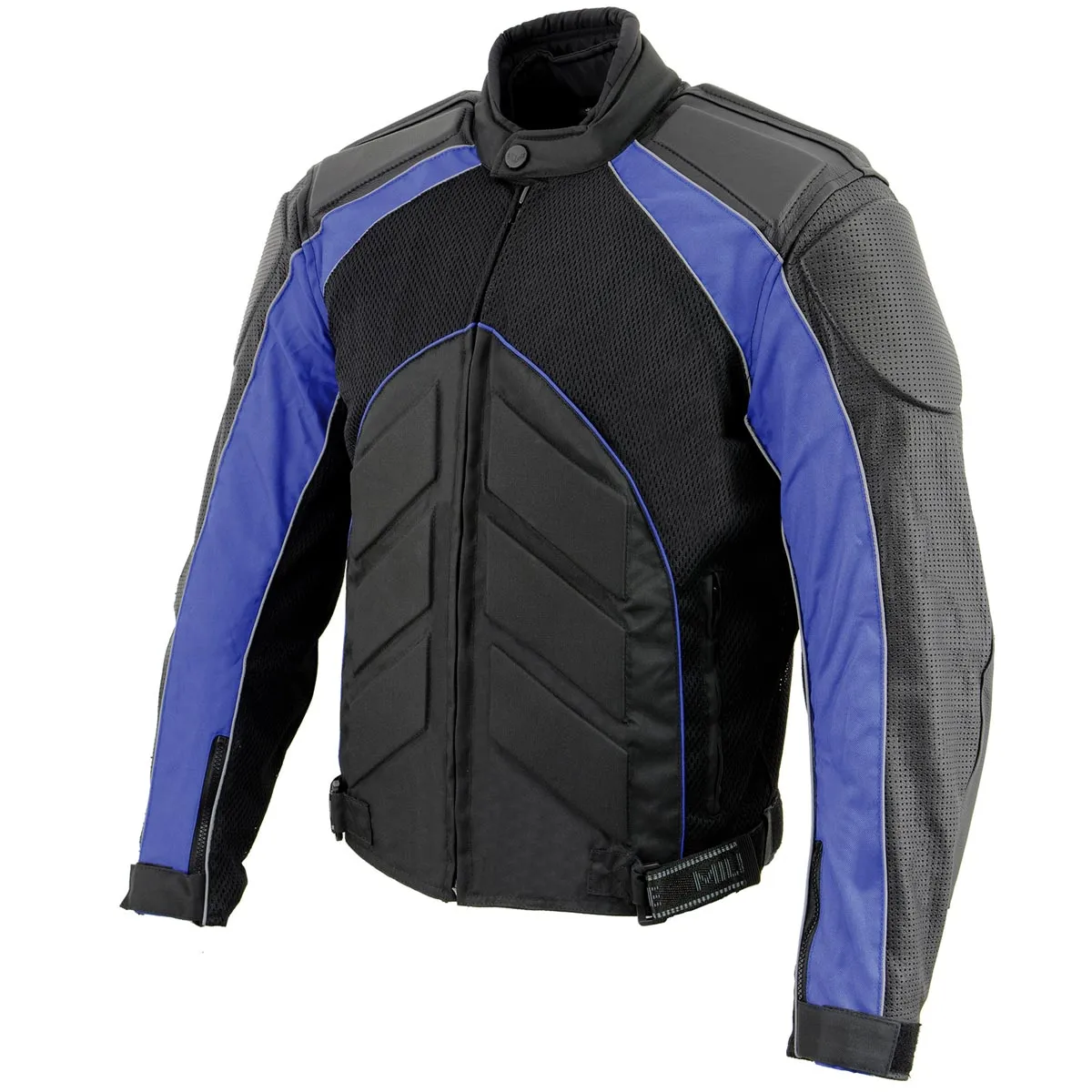 NexGen SH2153 Men's Black and Blue CE Armored Motorcycle Textile and Leather Combo Jacket