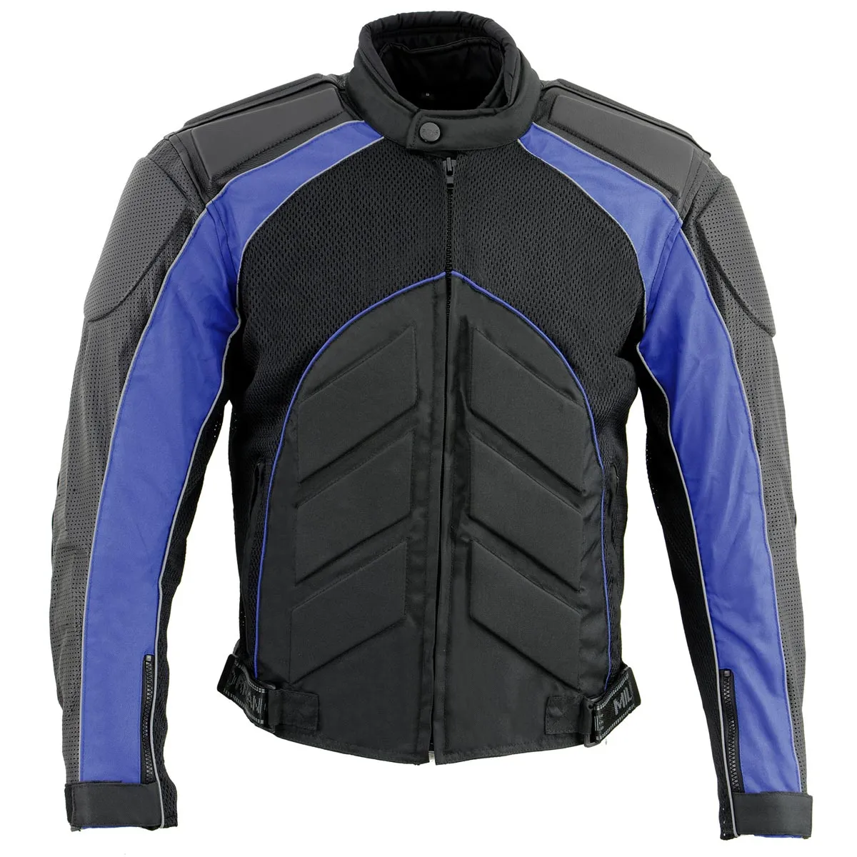 NexGen SH2153 Men's Black and Blue CE Armored Motorcycle Textile and Leather Combo Jacket