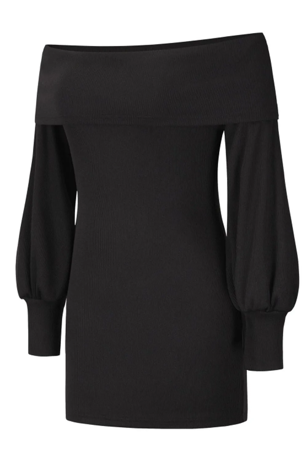 Off-The-Shoulder Lantern Sleeve Sheath Knit Dress